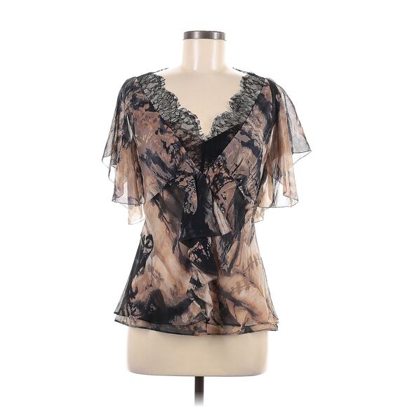 Diane Von Furstenberg Tops - RARE Diane von Furstenberg Designer 100% Silk Whimsygoth Short Sleeve Top Sz 6